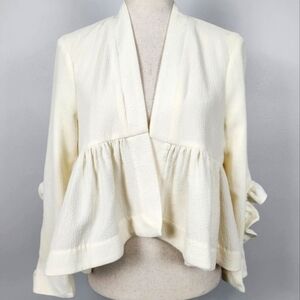 Anthropologie Current Air Ivory Ruffled Jacket S